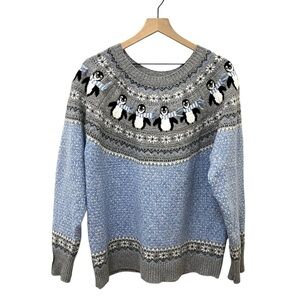Ugly Christmas Sweater penguins light blue XXL